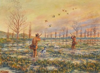 Mathieu Corizzi (1891-1976) Chasse au canard à Campo di l'Oro

Aquarelle signée en...