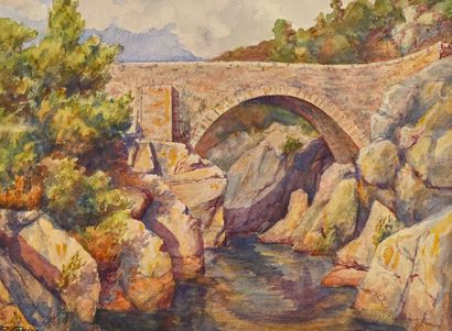 Paul Corizzi (1883-1953) Pont sur la Gravona

Aquarelle sur papier, signée en bas...