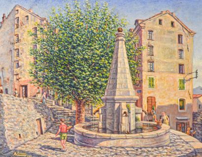 Mathieu Corizzi (1891-1976) CORTE - La fontaine des 4 canons

Huile sur toile signée...