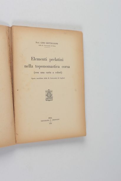 Bottiglioni, Gino Elementi prelatini nella toponomastica corsa (con una carta a colori)...
