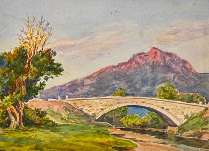Paul Corizzi (1883-1953) Pont en pierre sur fond de montagne

Aquarelle sur papier,...