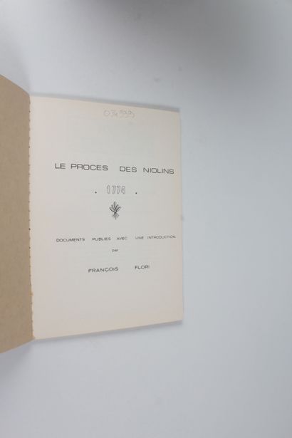 Flori, François «Le procès des Niolins 1774. Documents publiés avec une introduction...