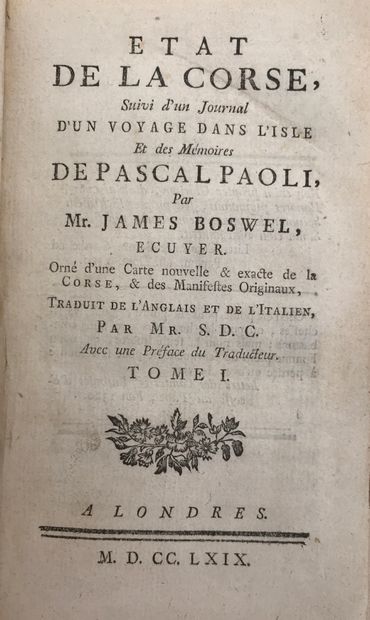Boswell, James et Seigneux de Correvon État de la Corse, suivi d’un journal d’un...