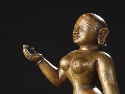 null Sculpture de Radha 
Bronze ou fonte de laiton 
Inde, Orissa, XV - XVIe siècle
H....