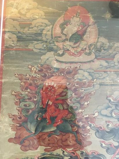 null Thangka représentant Palden Lhamo 
Pigments polychromes sur coton 
Tibet, XVIIIe...