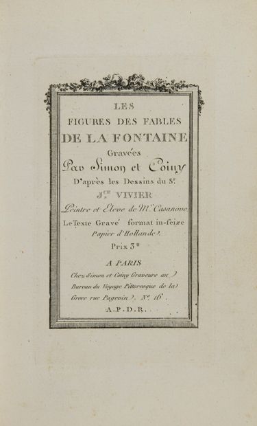 null [LA FONTAINE - SIMON & COINY]. Les Figures des Fables de La Fontaine gravées...