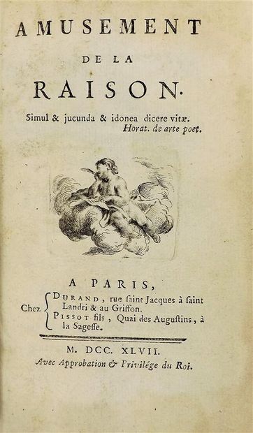 null SÉRAN de LA TOUR (abbé). AMUSEMENT DE LA RAISON. Paris, chez Durand, 1747. In-12,...