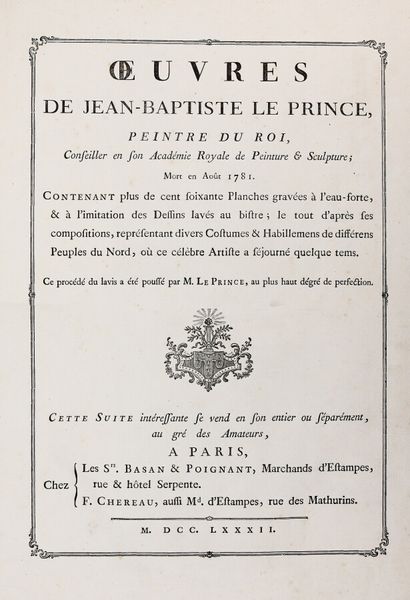 LE PRINCE (Jean-Baptiste). OEuvres de Jean...