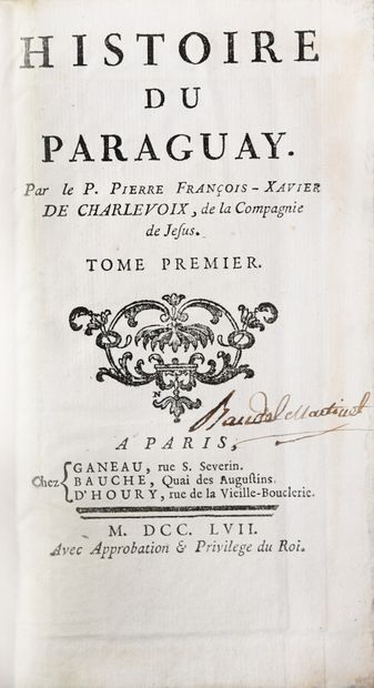null CHARLEVOIX (Pierre-François-Xavier de). Histoire du Paraguay. 

Paris, Didot,...