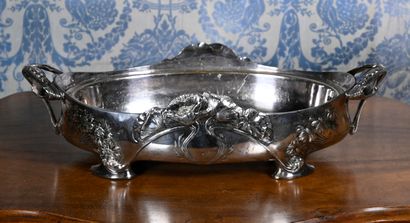 null Important silver plated metal planter with Art Nouveau decoration. 

With his...