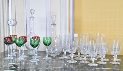 null Parts of glassware services, including coloured cut crystal wine glasses