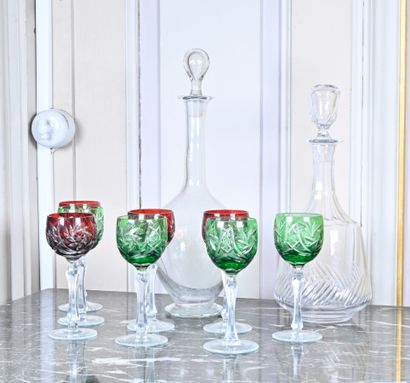null Parts of glassware services, including coloured cut crystal wine glasses