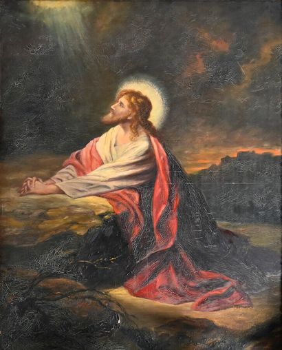 null Xavier SAGER (1881-1969) 

Christ praying

Oil on canvas, signed

H. 141 cm...