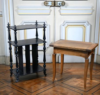 null Combination of a black lacquered music locker and a small side table