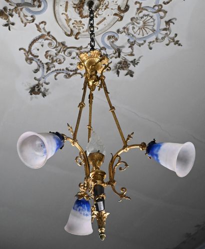 null DAUM

Chandelier in ormolu and patinated bronze, the shaft simulating a flaming...