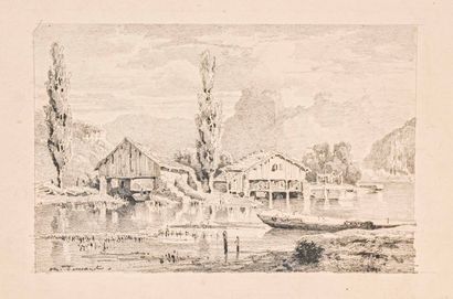 null Jean-Marc DUNANT-VALLIER 1818 - 1888)

Chalets au bord d'une rivière. Dessin...