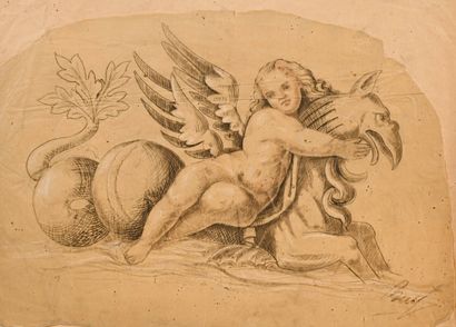 null French school of the 19th century

Mythological scene. Drawing on pasted tracing...