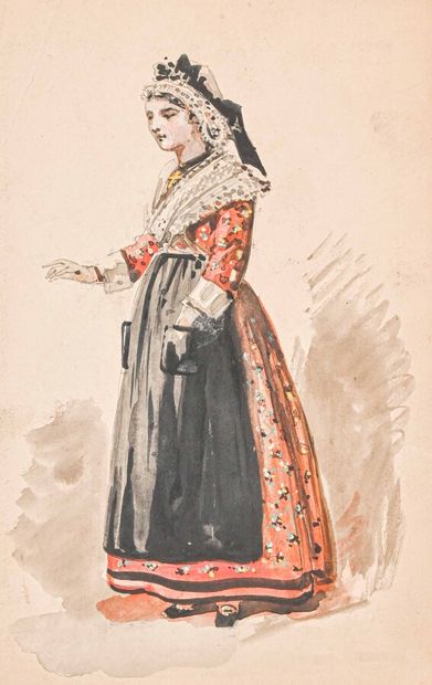 null Ecole française du XIXe siècle

Femme en costume régional. Aquarelle. 23 x 15...