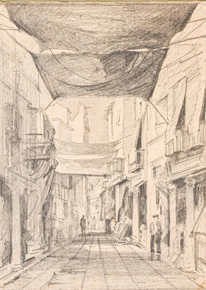 null [Espagne]Attribué à Maxime LALANNE (1827 - 1886)

Rue d'une ville andalouse...