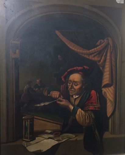 null D'après Gérard DOU (1613 - 1675)

Le vieux maître d'école

Huile sur tôle

Fin...