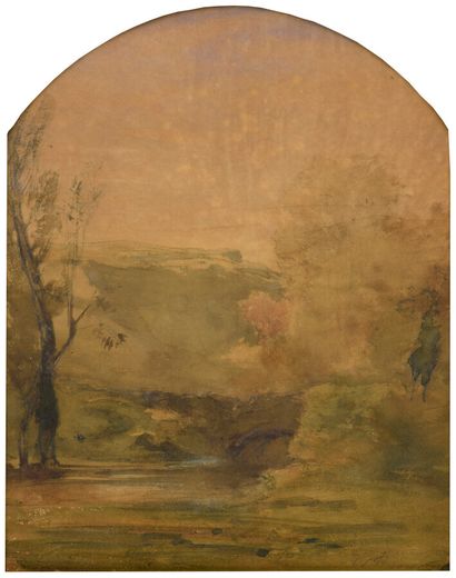 null François-Auguste RAVIER (1814-1895)

Paysage au pont

Aquarelle, crayon et encre...