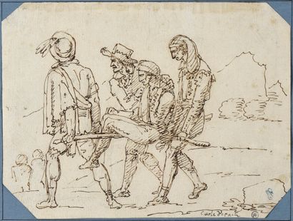 null Carle VERNET (1758-1836)

Le blessé

Plume et encre noire sur papier, signée...