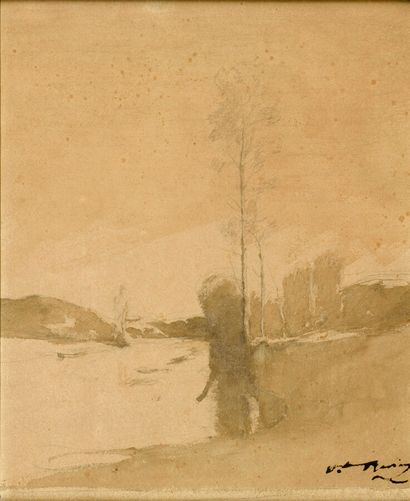 null François-Auguste RAVIER (1814-1895)

Arbres au bord de la rivière

Dessin au...