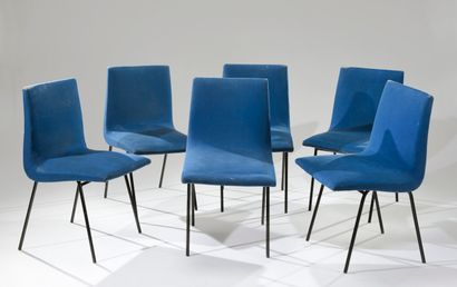 null Pierre PAULIN (1927-2009) 

Suite de six chaises à piétement tubulaire laquée...