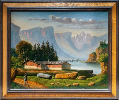 null Swiss school of the 19th century

Mountain landscapes

Pair of oil on canvas,...