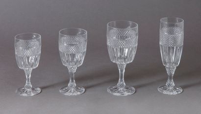 null Part of a set of stemmed glasses, cut with diamond points, St Louis style. 

Joint:...