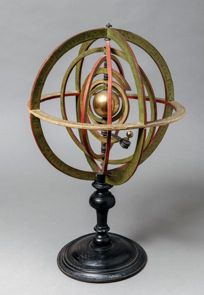 null Beautiful armillary sphere, the circles in cardboard applied with green background...