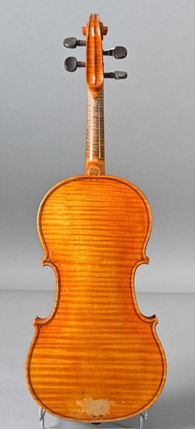 null Violin from Laberte's workshop in Breton model with label and iron mark. One...