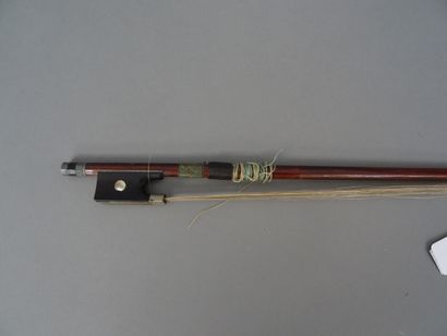 null Violin bow of the german school in exotic wood mounted with aluminium and nickel...
