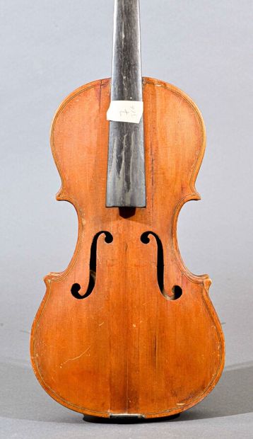  Amateur violin bearing an illicit mark, dated 1944. Two-piece back 365 mm 
cracks...