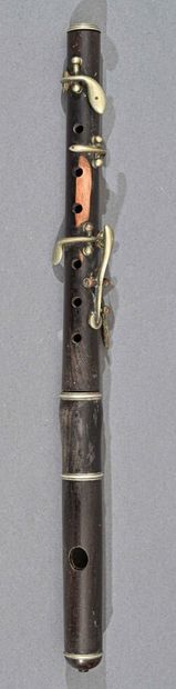 null Ebony piccolo flute with five nickel silver keys. Length 303 mm