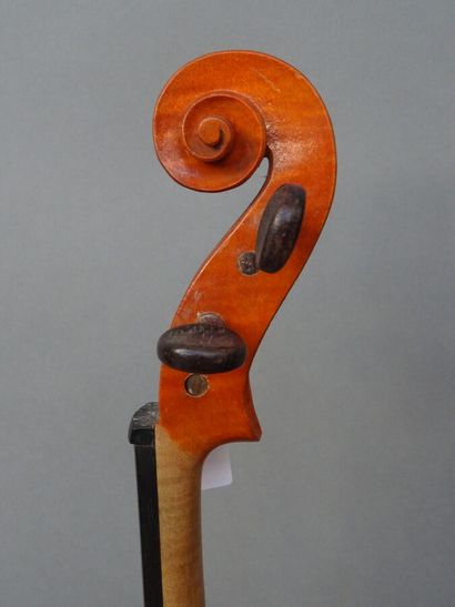  Violin made in Mirecourt around 1920, Breton model with label and iron mark. Two...