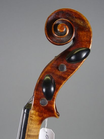 null Violin with Barabas Melchior label year 1916, made in Kronstadt, Germany. Two-piece...