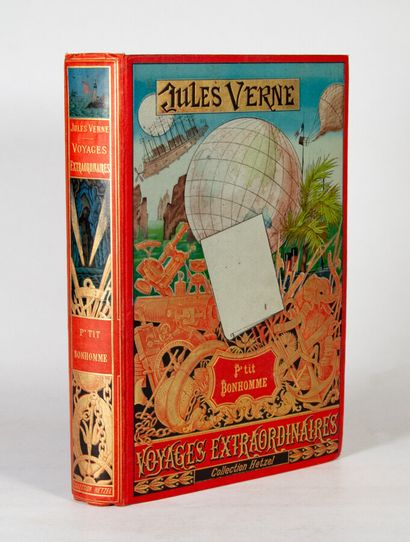 VERNE (J.). P'tit Bonhomme. 
P., Hetzel, (1893). In-8, red cardboard with glued...