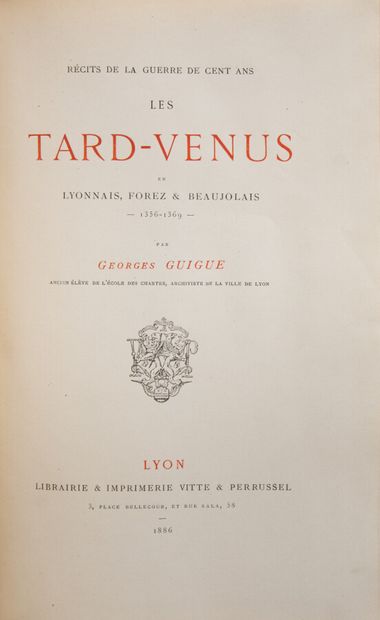 null Lyonnais - GUIGUE (G). The Tard-Venus in Lyonnais, Forez and Beaujolais. Lyon,...