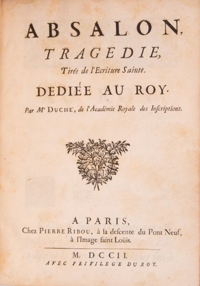  DUCHE DE VANCY (Jos. Fr.). Absalon. Tragedy drawn from the Holy Scriptures. 
Paris,...