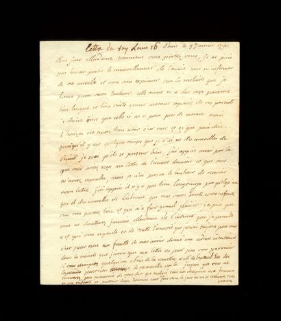 LOUIS XVI LOUIS XVI. Autograph letter (unsigned), addressed to "Madame de Chalons...