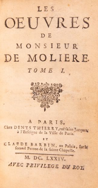  MOLIERE. Les OEuvres. 
Paris, Denys Thierry and Claude Barbin, 1674-1675. 
7 volumes...