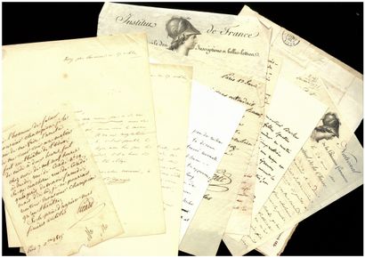 ACADÉMIE FRANÇAISE ET INSTITUT FRENCH ACADEMY AND INSTITUTE. Set of 19 letters or...