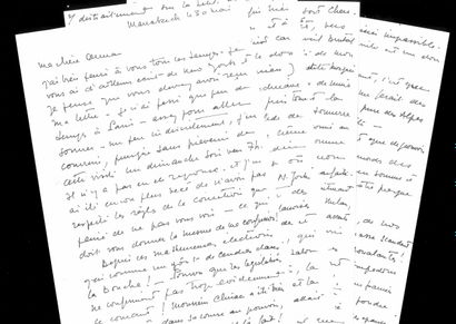 Pierre BALMAIN Pierre BALMAIN. Autograph letter signed "Pierre". Marrakech, May 30....
