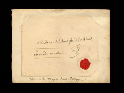 Louis-Philippe LOUIS-PHILIPPE. P.A.S. 1 p. In-8 oblong.

Autograph envelope signed...