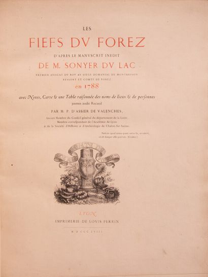null Auvergne - Forez - ASSIER DE VALENCHES (P. d'). Les Fiefs du Forez, according...