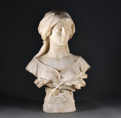 null Gugliemo PUGI (c. 1850-1915)

Jeune paysanne italienne

Buste en marbre et albâtre,...