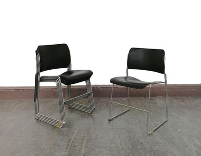 null David ROWLAND (1924-2010)

Suite of six chairs model "40/4", stackable and clip-on...