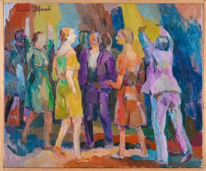  Émile LAFAMÉ (Émile BOGAERT) (1934-2017) 
The party, 2004 
Oil on canvas, signed...