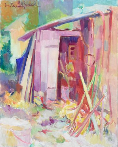  Émile LAFAMÉ (Émile BOGAERT, known as) (1934-2017) 
Cabin, 2004 
Oil on canvas,...